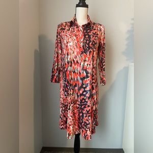CAbi Abstract Watercolor Jersey Shirt Dress